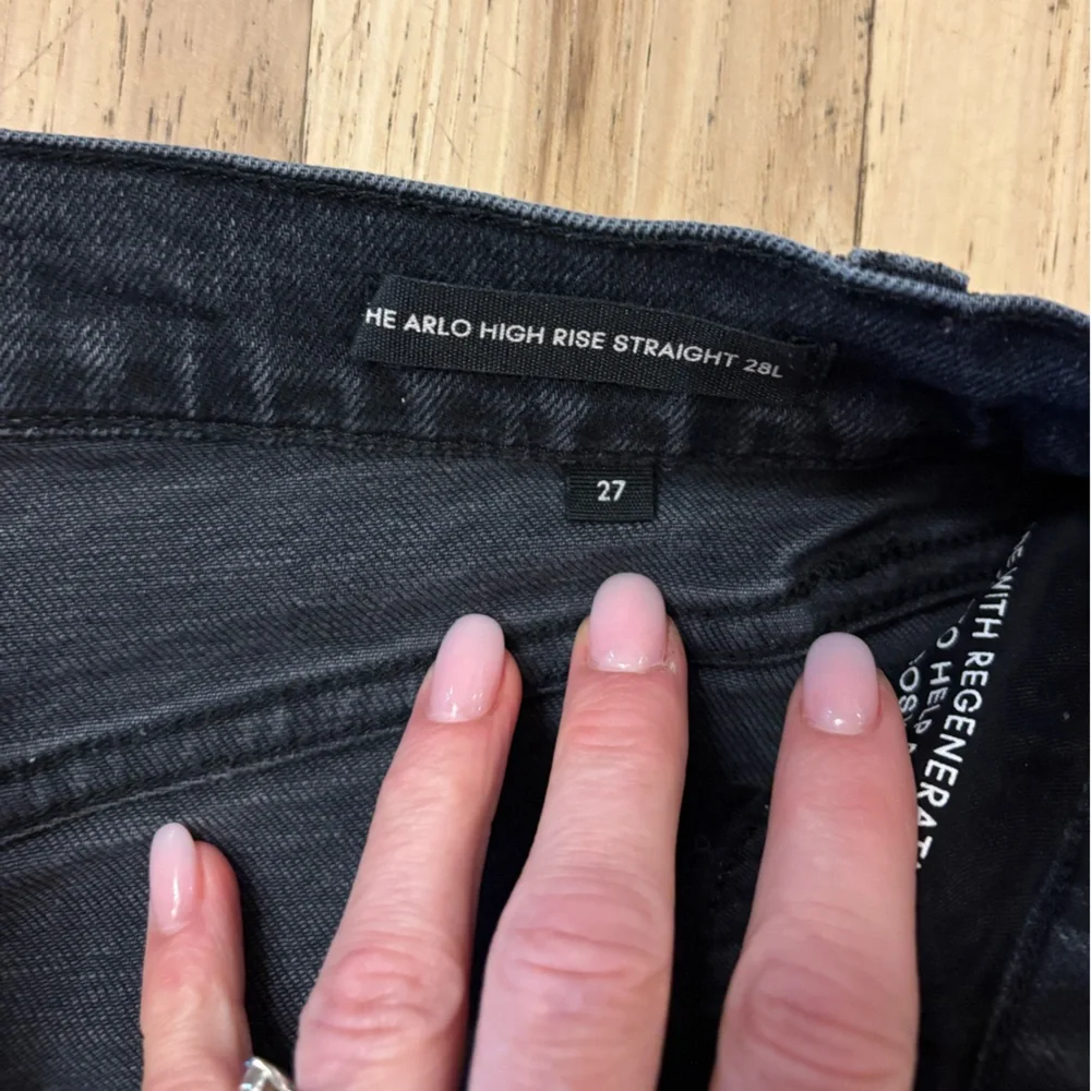 Denim Forum Arlo High Rise Straight Jeans in Black - Picture 1 of 3